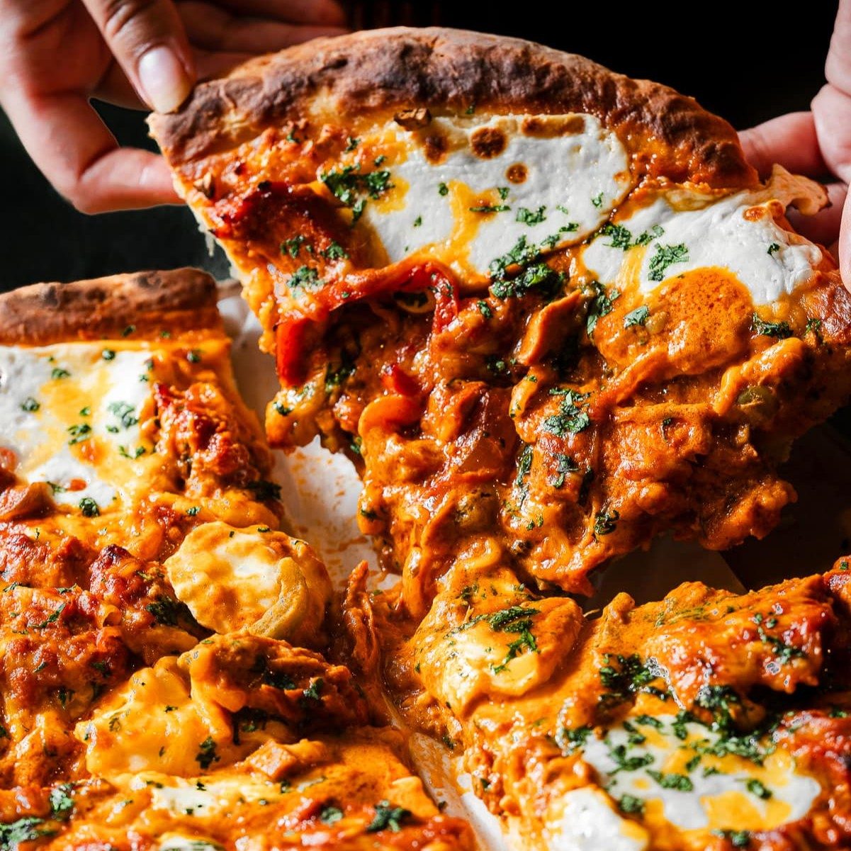 Butter Chicken Pizza.