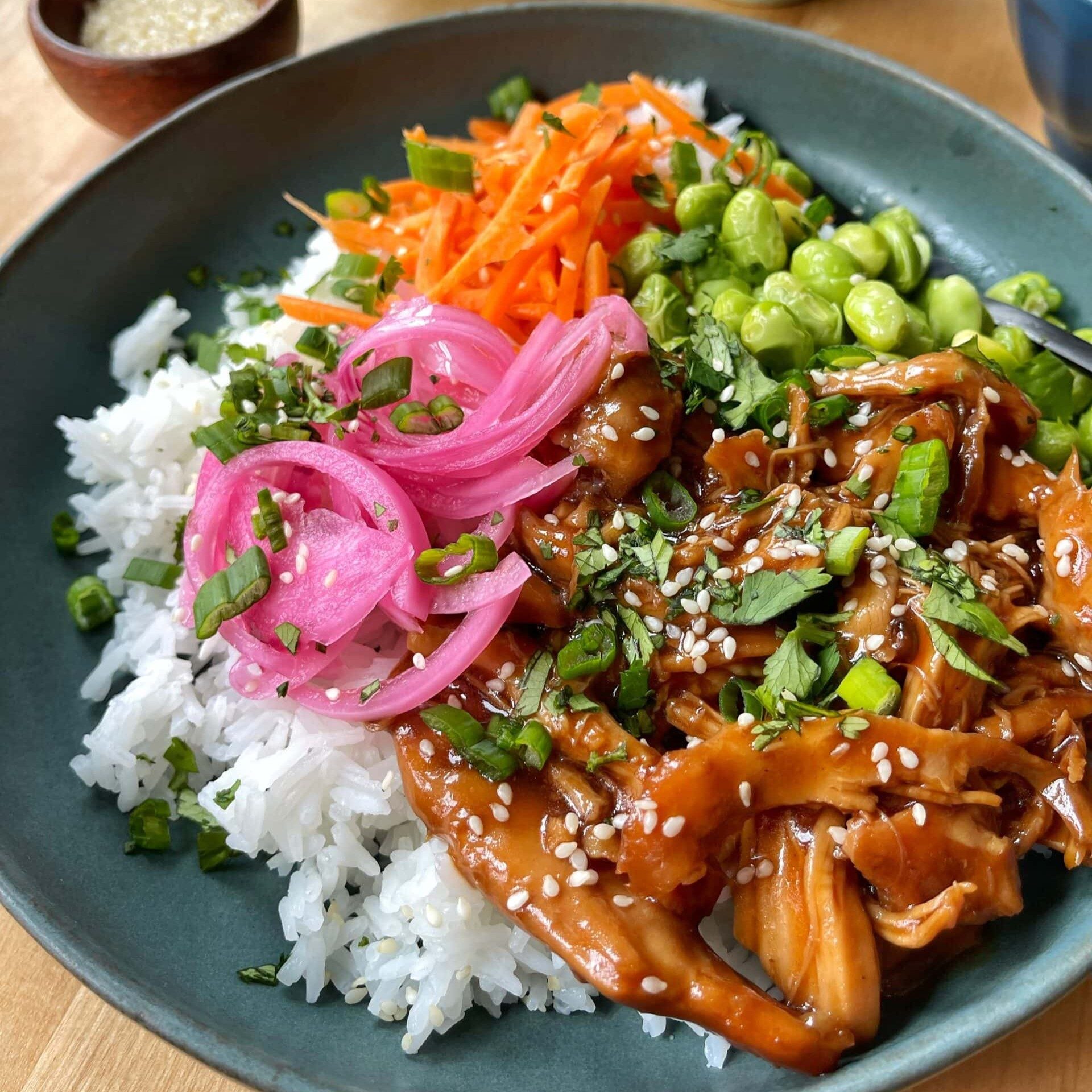 Garlic Soy Chicken Rice Bowl.