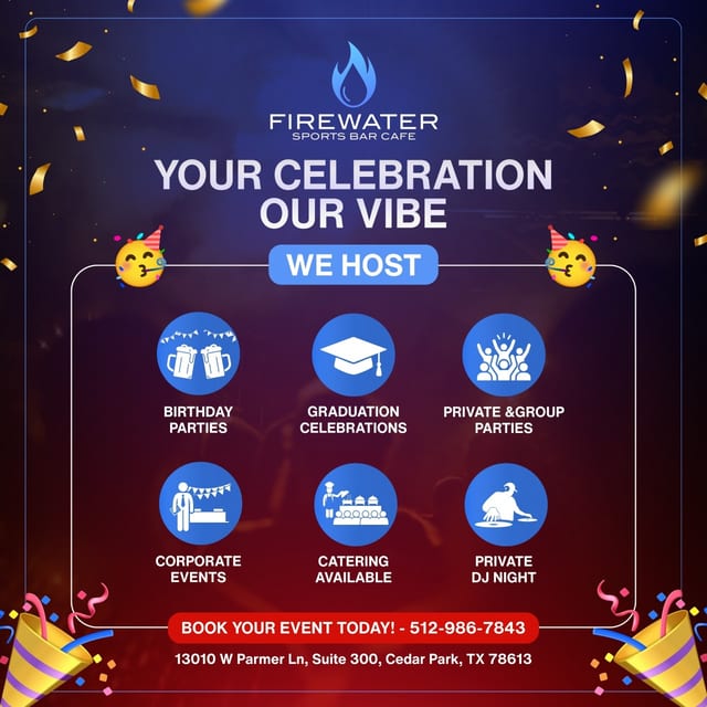 Private Events & Party Venue in Cedar Park TX | Firewater Sports Bar Cafe
