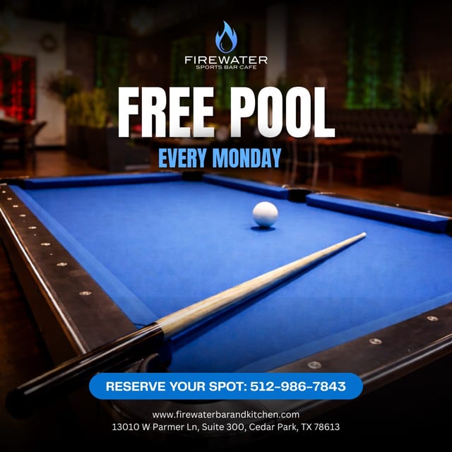 Free Pool Night in Cedar Park TX | Firewater Sports Bar & Cafe
