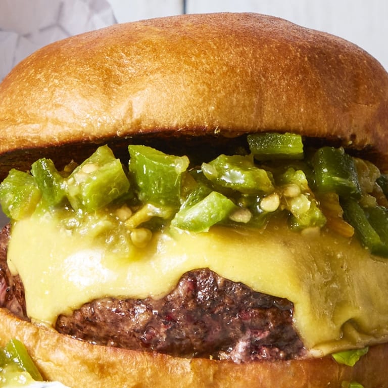 Indulge in Our Green Chile Cheeseburger