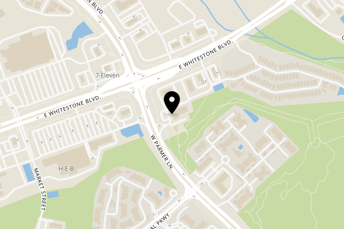 Map showing the location of Firewater Sports Bar Cafe on 13010 W Parmer Ln STE 300 in Cedar Park